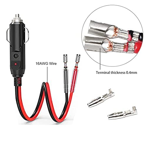 CYSSJF 12V Cigarette Lighter Plug Male Plug for Cigarette Lighter Adapter | Car Replacement, 24V/12V Car Plug with Leads, 30CM/11.8IN,10A Fuse, LED Light | For Motorcycle Car Tractor Camper (1 PC) — view 4