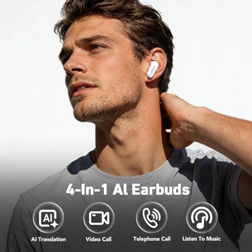 BNARQP MS112 AI Translation Earbuds Real Time, 135 Language Translator Earbuds, Heart Rate Sensing Audifonos Traductores Inglés Español, 4-in-1 Translating Bluetooth Headphones for Travel Black — view 5