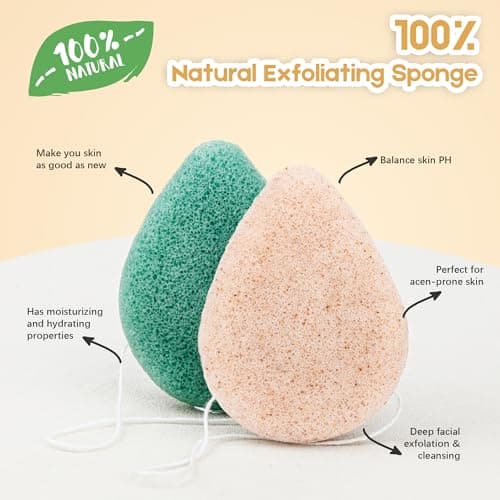 Konjac Exfoliating Organic Cleansing Facial Sponges Set - Natural Walnut Charcoal Konjac Face Scrubbers Sponge for Body Exfoliator Skincare Makeup Removal, Safe for Oily Dry Combination Sensitive Skin — view 3