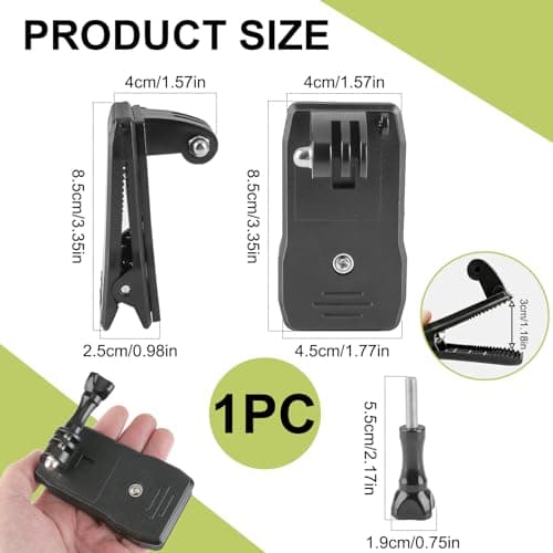 Teuena 360° Rotational Backpack Strap Mount Quick Clip for Hero 12 11 10 9 8 7 6 5 4 3+ 2 Session, Backpack Shoulder Clip Mount Clamp Body Cam Holder, Action Camera Accessories (Black) — view 2
