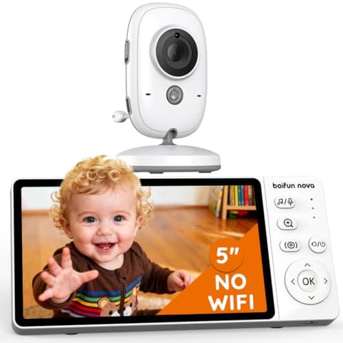 boifun nova 2026 Baby Monitor with Camera and Night Vision, No WiFi, 1080P, 5-inch IPS Screen, Sound Activated Mode, 20H Battery Life, Two-way Talk, Temperature Sensor, 3x Zoom, Feeding Reminder
