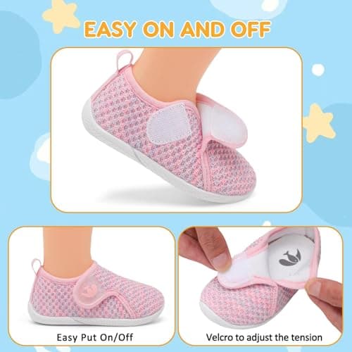 JIASUQI Kids Fashion Walking Shoes Boys Girls Breathable Lightweight Sneakers Toddler Anti-Slip Barefoot Shoes Toddler School Shoe(Pink Purple 143,Size 5-5.5) — view 3