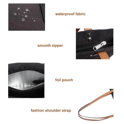 RZJZGZ Wine Tote with Drink Dispenser,Wine Cooler Bag Shoulder Bag,Black — view 3