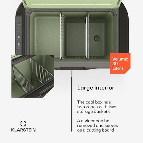 Klarstein PolarForce 30L Cool Box - Portable Electric Cooler with Compressor, LCD Control, Dual Power (12V/230V), -20°C to 20°C, Off-Road Wheels, Battery Protection, for Camping & Road Trips, Freezer — view 3