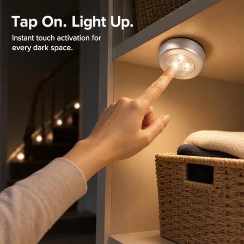 6 Pack Push Lights, Stick On Lights Touch LED, Battery Powered Tap Lights — view 4
