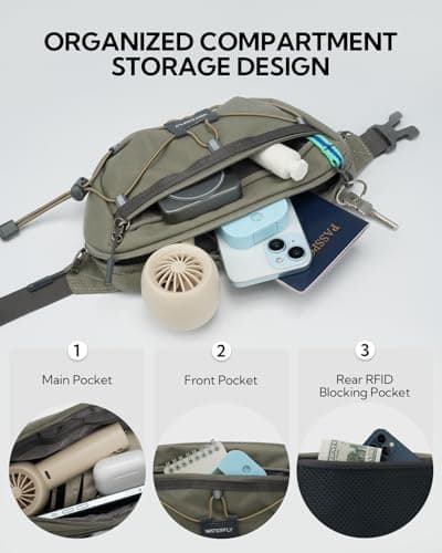 Waterfly Bum Bag Fanny Pack Waist Packs with RFID Blocking Grey-Green — view 5
