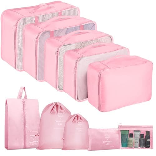 Packing Cubes for Suitcases, 10 pcs Travel Organiser Packing Bags for Clothes Shoes Toiletries Travel Luggage Organizers Storage Bags
