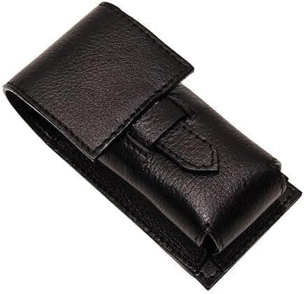 Parker Safety Razor Genuine Leather Travel Shave Brush Case (Black) — view 3
