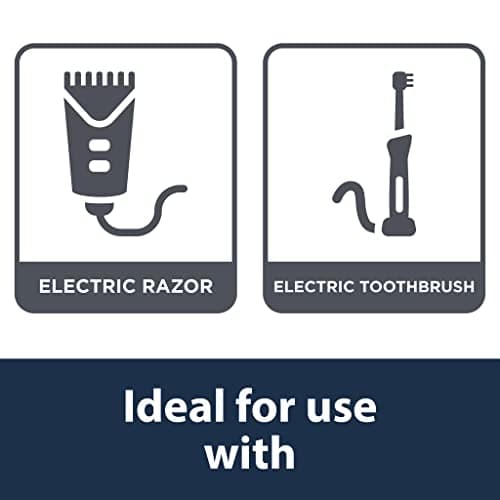 Pipestation Shaver Plug Adaptor UK – 2 Pin to 3 Pin Toothbrush Adapter Plug, 1A Fused Converter for Oral-B, Philips, Braun and Remington Chargers – White — view 3