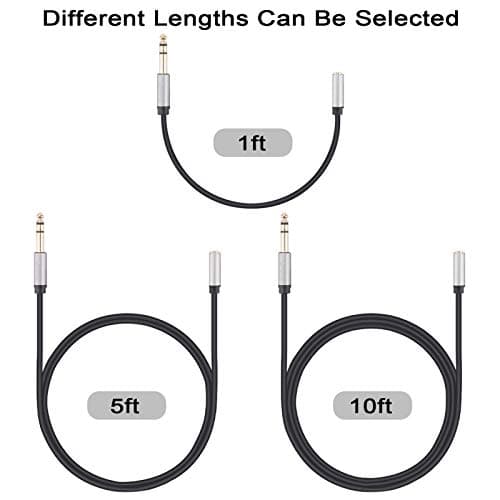 Devinal 5FT 1.5M 6.35mm to 3.5mm Adapter, Female TRS Headphone Audio Jack Converter, Quarter Inch to Mini Stereo Plug Gold-Plated Connector Stereo Cord for Speaker Guitar Headphones — view 2