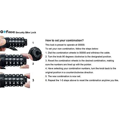 Bike Lock, GoFriend Bicycle Lock High Security 5 Digit Resettable Combination Coiling Cable Lock Best for Bicycle Outdoors, 1.2mx12mm (Black) — view 6