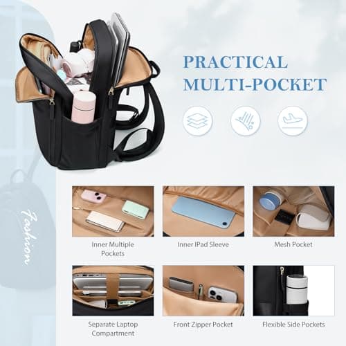 GOLF QUALITY Travel Backpack for Women Waterproof Carry On Bag Business Weekender Hiking Multilayer Laptop Bag,16 Inch, Upgrade-black, 16 Inch — view 2