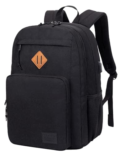 KEOFID Classic Travel backpack for Men and Women, Anti theft Laptop backpack with USB Charging Port for College, Business(Black)