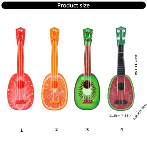 Pffiocix Beginner Friendly Fruit Pattern Ukulele Toy for Kids, Oranges — view 3