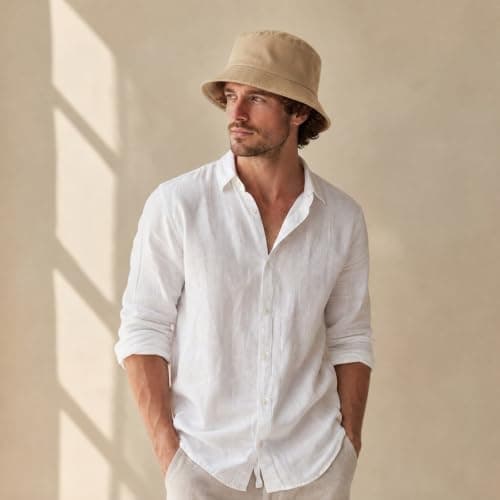 Geukmun Bucket Hat Unisex Cotton Sun Protection Summer Beach Outdoor Fishing Travel Hat UV Packable Khaki — view 4