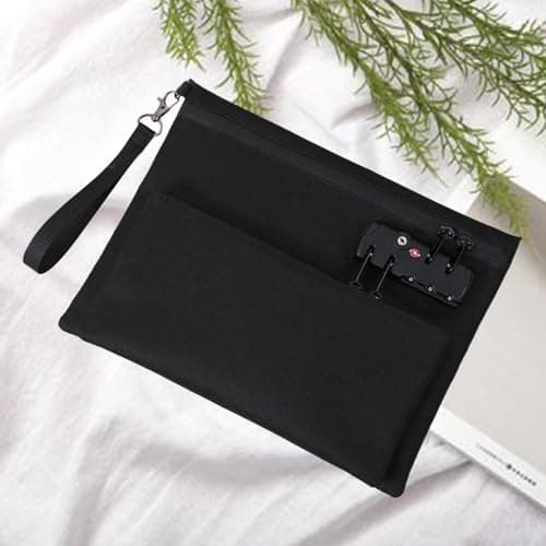 LeeQinersw Storage Bag with Password Lock Combination Lock Travel Cable Organizer for Cord Credit Card Jewelry, Black — view 2