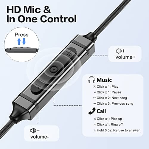 USB C Headphone for Samsung S25 S24 S23 Ultra FE S22 A16 A55 A54 Wired Earbuds Magnetic in-Ear Type C Earphone with Microphone Volume Control Stereo Noise Canceling for iPhone16 15 Pro Max Pixel 9 8a — view 3