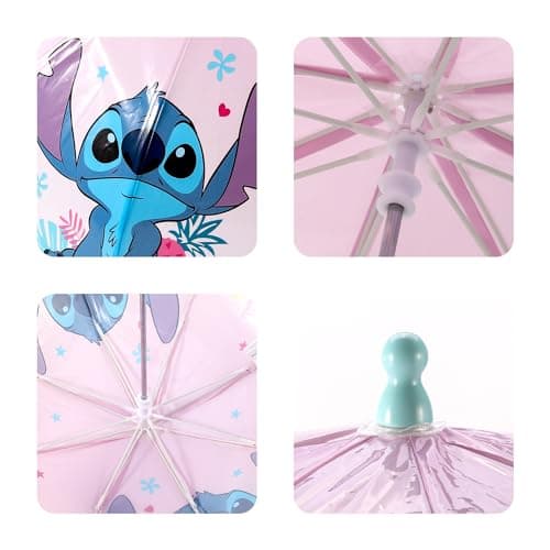 Disney Stitch Kids Dome Umbrella – Official Licensed Children's Character Toddler Umbrella, Strong, Lightweight & Windproof School Rain Umbrella for Girls & Boys, Child-Friendly Safety Opening — view 5
