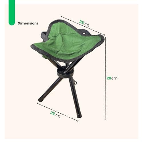 ADEPTNA Lightweight Folding Camping Stool Compact 3-Legged Portable Travel Chair with Adjustable Carry Strap Sturdy Steel Frame Durable 600D Oxford Cloth Foldable Tripod Seat for Camping, Hiking, Fish — view 2
