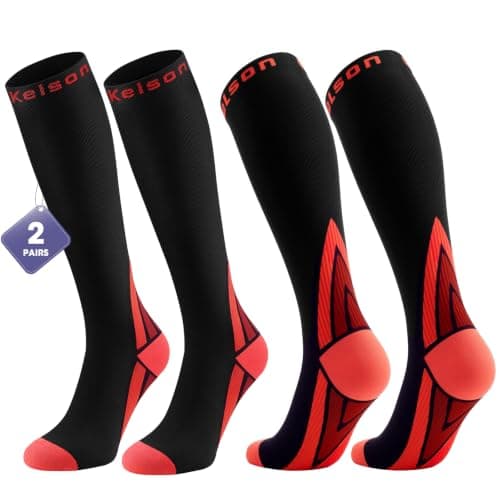 2 Pairs Compression Socks for Women and Men, 20-30 mmHg Flight Socks