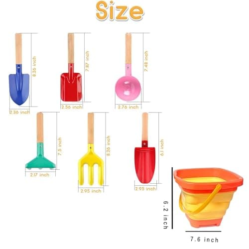 Collapsible Beach Toys Set,Foldable Sand Bucket and Spade Beach Set Kids — view 2