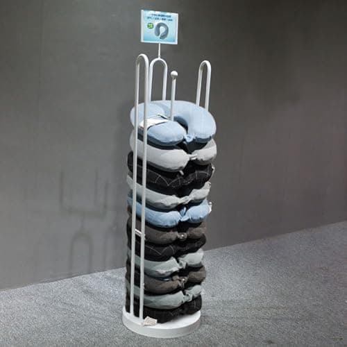 Upright Neck Pillow Display Rack Stand - 1-3 Pack Commercial Retail U-Shaped Pillow Storage Holder, White Iron Organizer Tower with Round Base (40x160cm/15.7x63in)