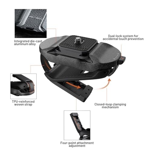 PGYTECH Beetle Camera Clip V2 with Plate Quick Release System for Sony, Nikon, Fuji, DSLR/SLR, Arca Quick Release Plate for Action Cameras Backpack Strap Mount — view 3
