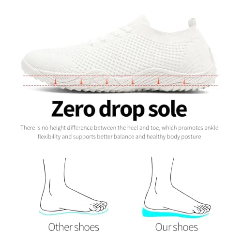 Barefoot Shoes Womens White Trainers Gym Walking Slip on Sneakers Size 4 — view 6