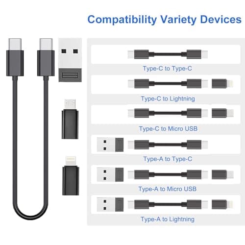 Multi USB Charging Adapter Cable Kit, USB C to Ligh-ting Adapter Box, Conversion Set USB A Type C Lightn-ing Micro Adapter Kit,60W Charging and Data Transfer Cable Kit Sim Tray Eject Tool Slots — view 4