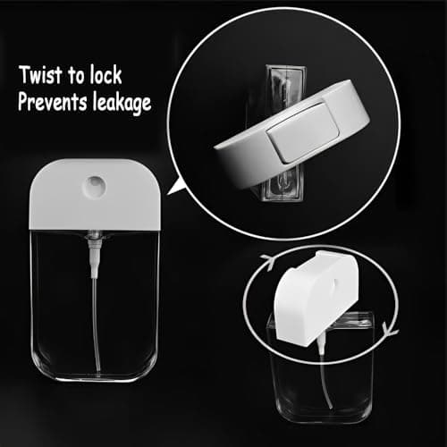 MSLSOZ 4-Pack Reusable Portable 50ml Spray Bottles with Hooks & Silicone Sleeves, Refill Nozzle and Funnel for Hand Sanitizer & Fragrance Cosmetics Moisturizer (Empty Bottles, Twist-off Caps). — view 5