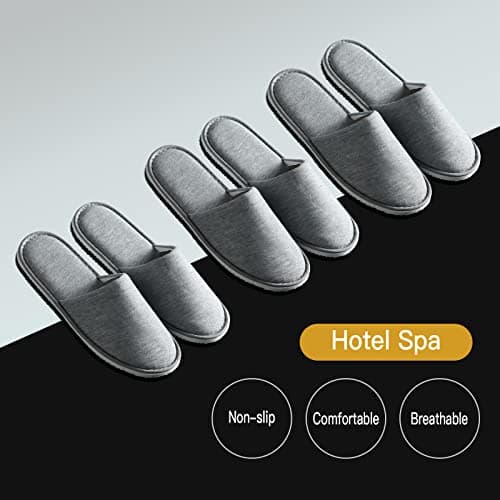 Sobotoo 5 Pairs Disposable Slippers White Non-Slip Closed Toe Slippers Shoes Comfortable Waffle Adult Slippers for Spa Guest Travel Hotel Nail Salon — view 5