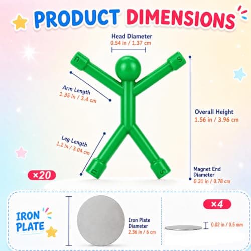 KASURE 20PCS Magnetic Men Fidget Toys for Kids, Magnetic Fidget Travel Toys — view 2