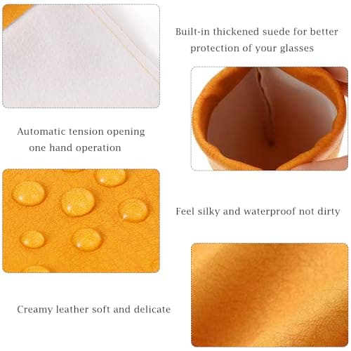 Soft Glasses Case 4 Pack, Portable Squeeze Top Leather Glasses Case for Protecting Glasses, Travel Eyeglass Sunglasses Case Water Proof Glasses Pouch Storage Bags Suitable for Women Men Students Kids — view 3