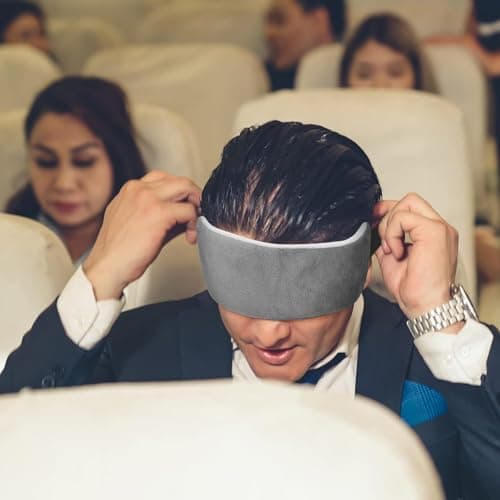 GETFACAI Head Rest Eye Mask Airplane, Airplane Head Strap, Travel Pillow for Airplane, Band Comfort Head & Neck Support For Airplanes, Cars Sleeping and at Home Travel Pillow Alternative (Grey) — view 6