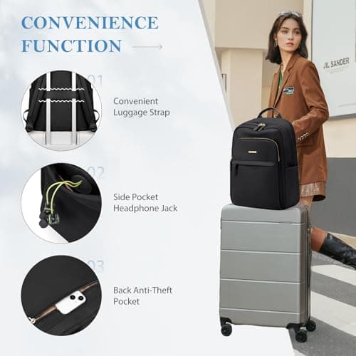 GOLF QUALITY Travel Backpack for Women Waterproof Carry On Bag Business Weekender Hiking Multilayer Laptop Bag,16 Inch, Upgrade-black, 16 Inch — view 3