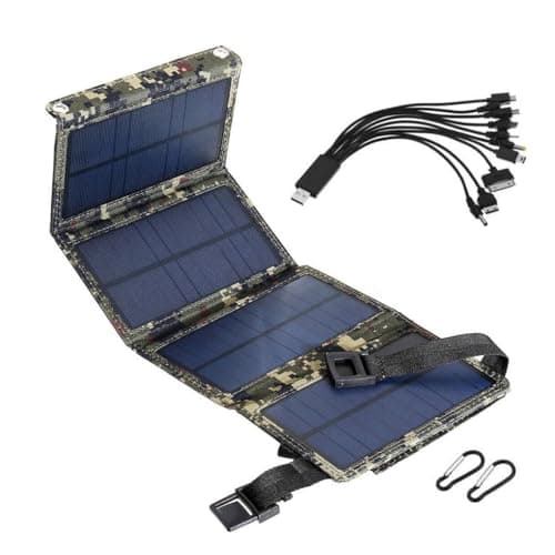 Zymoplas Foldable USB Solar Panels IP65 Waterproof Household Camping Charger Travel Climbing Trekking Power Bank Charging Plate, Camouflage