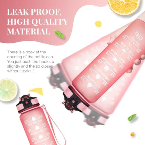 Active 100 1L Water Bottle with Straw, Motivational Time Marking | Dishwasher Safe | Leak-Proof | BPA-Free Drinks Bottle for Fitness, Work, Travel & Outdoor Use — view 3