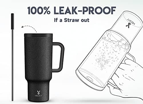 Meoky 1182ml Tumbler with Straw and Lid, 40oz Tumbler with Handle, Insulated Stainless Steel Travel Mug Water Bottle, 100% Leak-Proof, Cold for 34 Hours or Hot for 10 Hours (Night) — view 3