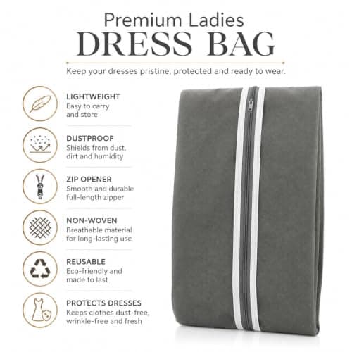 MAR Long Dress Bag for Women Breathable Non Woven Garment Cover for Gowns — view 2