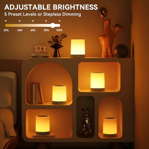 Auxmir Night Light, 3000mAh Rechargeable Touch Dimmable LED Lamp, Brown — view 3