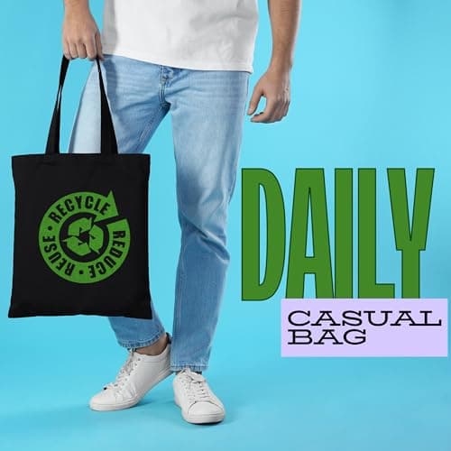 Wonky Line Premium Cotton Tote Bag, Eco-Friendly Shopping Bag, 100% Cotton Canvas, Reusable Grocery Cloth Bag, Extra Strong Long Handle Double Stitched Ideal for Printing (Pink) — view 6
