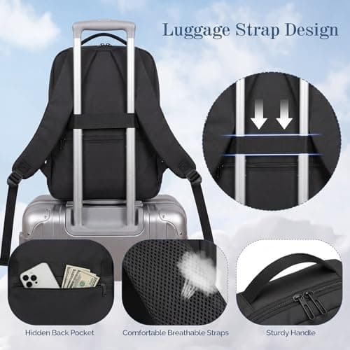 Tavoxda Travel Laptop Backpack, 40x30x20 Underseat Cabin Backpack, Black — view 4