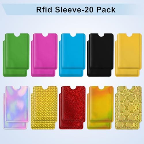 OUZRETUCU RFID Blocking Sleeves Set of 24, 20 Credit Card Protector Sleeves & 4 Protective Passport Holder for travel Women Men, Colorful, Slim, Waterproof — view 4