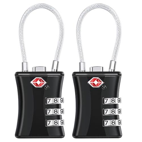 Oderra 2 Pack TSA Luggage Locks, 3-Digit Combination Padlock, Steel Wire With PVC Coated Travel Lock, TSA Approved Luggage Locks, Suitable for Gym Locker Padlocks