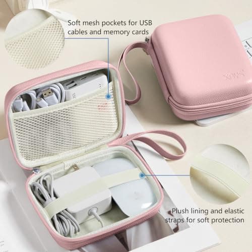 Linpr Portable Charger Case, Tech Electronic Organizer Bag, Pink, L — view 3