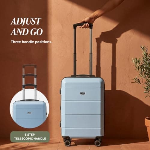 LUGG 20-Inch Jetset Lightweight Cabin Suitcase, ABS Hard Shell, Water-Resistant Carry-On Luggage, TSA-Approved Lock, 4 Spinner Wheels, 3-Step Telescopic Handle, EasyJet Overhead, 55 x 35 x 23 cm — view 5