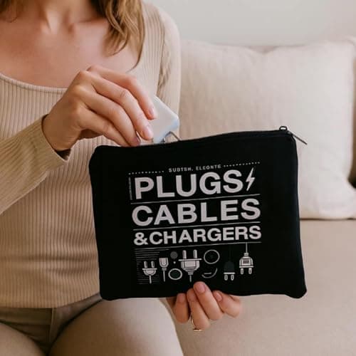 Black Travel Tech Organiser Bag for Cables, Chargers and Power Banks — view 6
