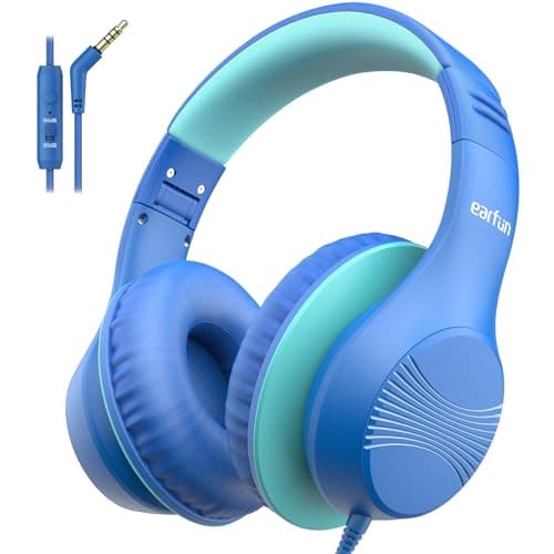 EarFun K3 Kids Headphones Wired, Over Ear Foldable Headphones with Mic