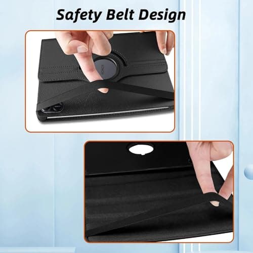 360 Rotation Case for Honor Pad X8a 2024, PU Leather Protective Cover with Rotating Stand & Auto Sleep/Wake (Black) — view 4
