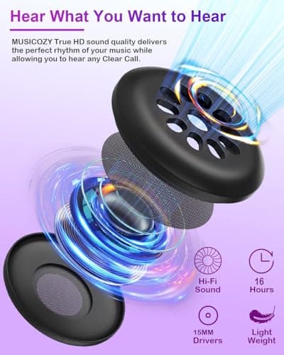 MUSICOZY Sleep Headphones for Side Sleepers, Breathable Bluetooth Headband — view 3